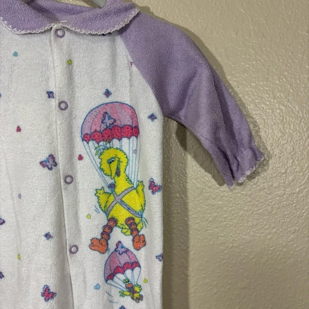 Vintage 90s Terry Cloth Sesame Street Big Bird Body Suit Size 3m 14-18lbs